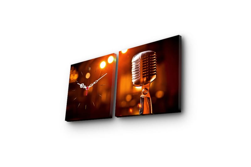 Dekorativ Canvasbilde med Klokke 2 Deler - Flerfarget - Interiør - Veggdekorasjon - Klokker