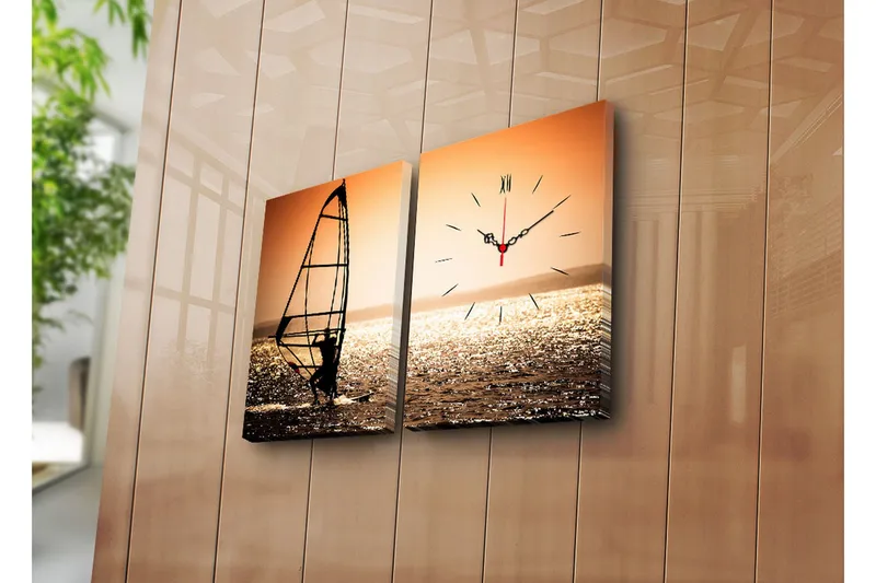 Dekorativ Canvasbilde med Klokke 2 Deler, Flerfarget