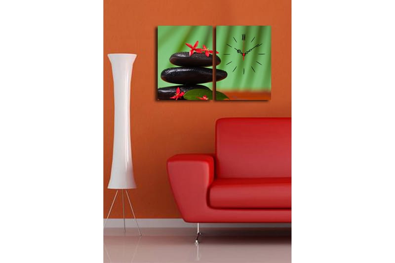 Dekorativ Canvasbilde med Klokke 2 Deler - Flerfarget - Interiør - Veggdekorasjon - Klokker