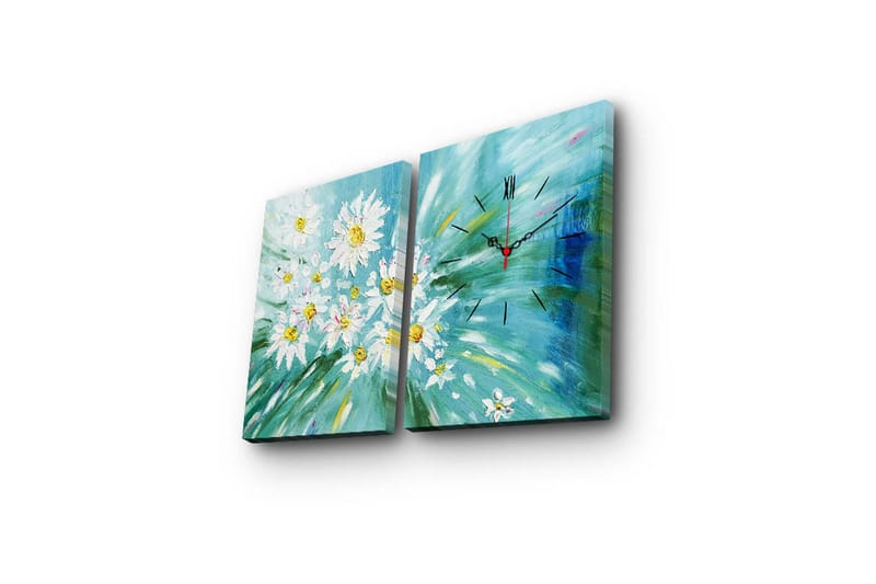 Dekorativ Canvasbilde med Klokke 2 Deler - Flerfarget - Interiør - Veggdekorasjon - Klokker