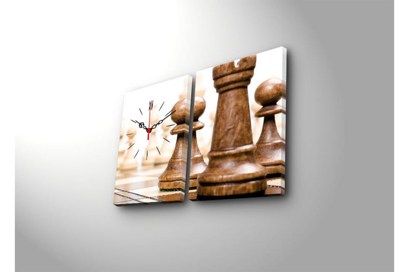 Dekorativ Canvasbilde med Klokke 2 Deler - Flerfarget - Interiør - Veggdekorasjon - Klokker