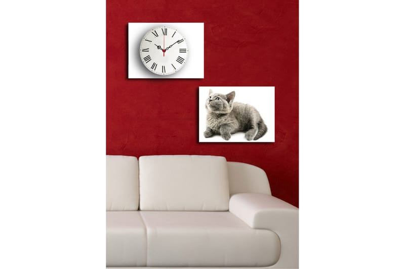 Dekorativ Canvasbilde med Klokke 2 Deler - Flerfarget - Interiør - Veggdekorasjon - Klokker