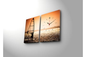Dekorativ Canvasbilde med Klokke 2 Deler - Flerfarget - Interiør - Veggdekorasjon - Klokker