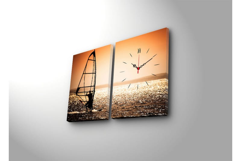 Dekorativ Canvasbilde med Klokke 2 Deler - Flerfarget - Interiør - Veggdekorasjon - Klokker