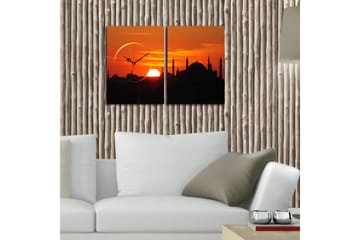 Dekorativ Canvasbilde med Klokke 2 Deler - Flerfarget - Interiør - Veggdekorasjon - Klokker