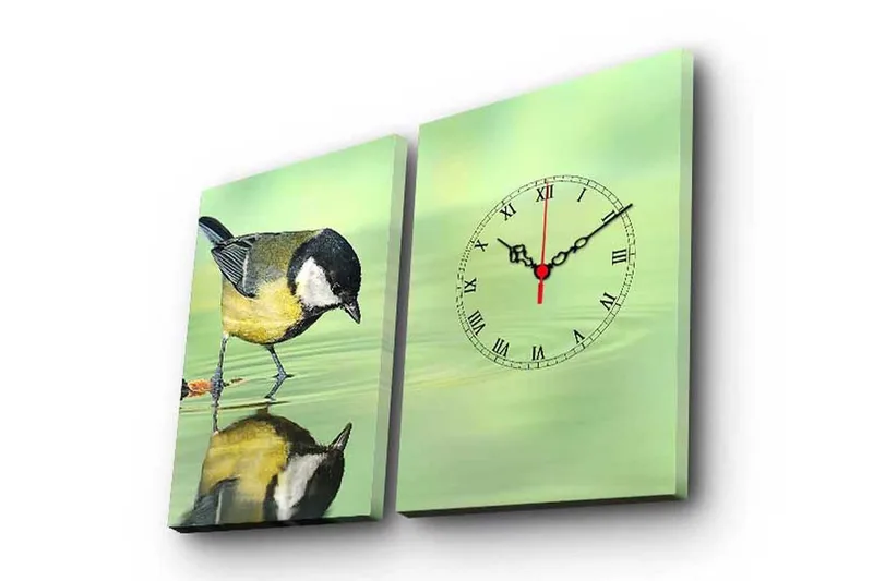 Dekorativ Canvasbilde med Klokke 2 Deler, Flerfarget