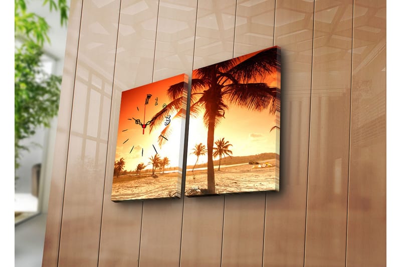 Dekorativ Canvasbilde med Klokke 2 Deler - Flerfarget - Interiør - Veggdekorasjon - Klokker