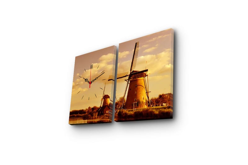 Dekorativ Canvasbilde med Klokke 2 Deler - Flerfarget - Interiør - Veggdekorasjon - Klokker