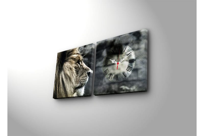 Dekorativ Canvasbilde med Klokke 2 Deler - Flerfarget - Interiør - Veggdekorasjon - Klokker