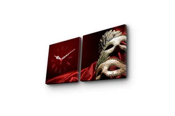 Dekorativ Canvasbilde med Klokke 2 Deler - Flerfarget - Interiør - Veggdekorasjon - Klokker