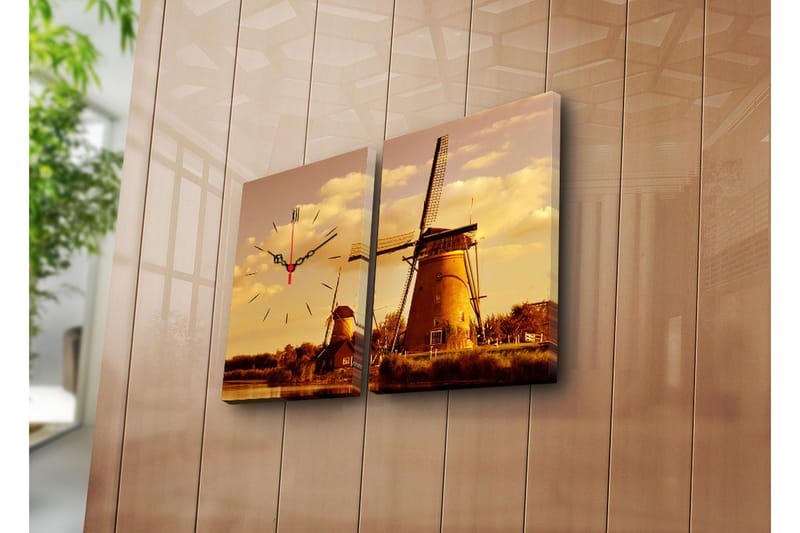 Dekorativ Canvasbilde med Klokke 2 Deler, Flerfarget