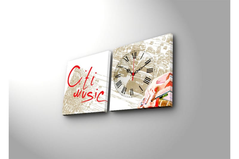 Dekorativ Canvasbilde med Klokke 2 Deler - Flerfarget - Interiør - Veggdekorasjon - Klokker