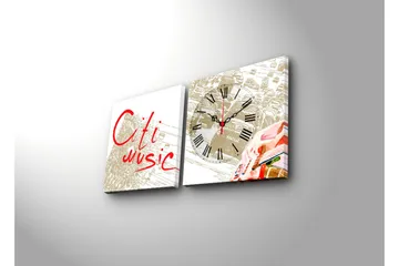 Dekorativ Canvasbilde med Klokke 2 Deler - Flerfarget - Interiør - Veggdekorasjon - Klokker