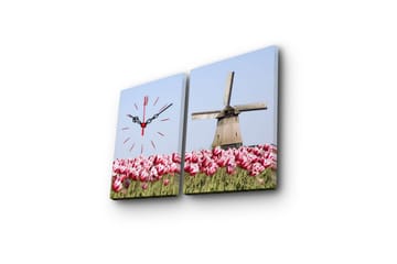 Dekorativ Canvasbilde med Klokke 2 Deler - Flerfarget - Interiør - Veggdekorasjon - Klokker