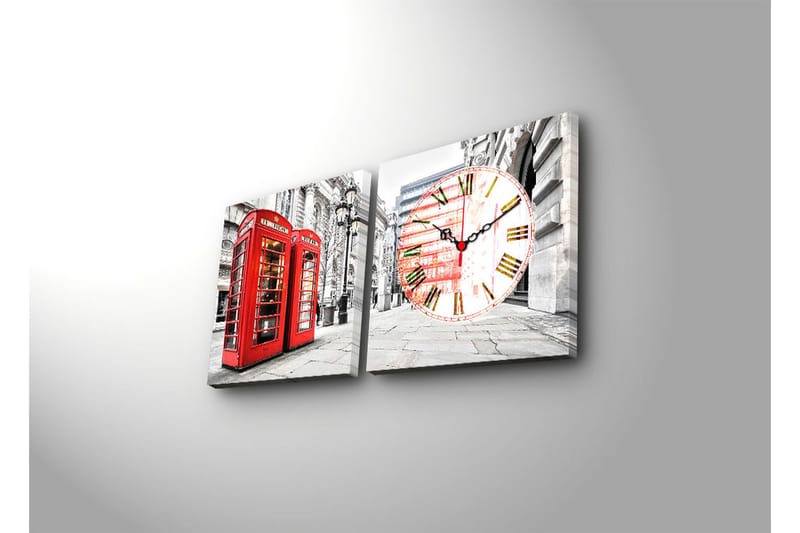 Dekorativ Canvasbilde med Klokke 2 Deler - Flerfarget - Interiør - Veggdekorasjon - Klokker