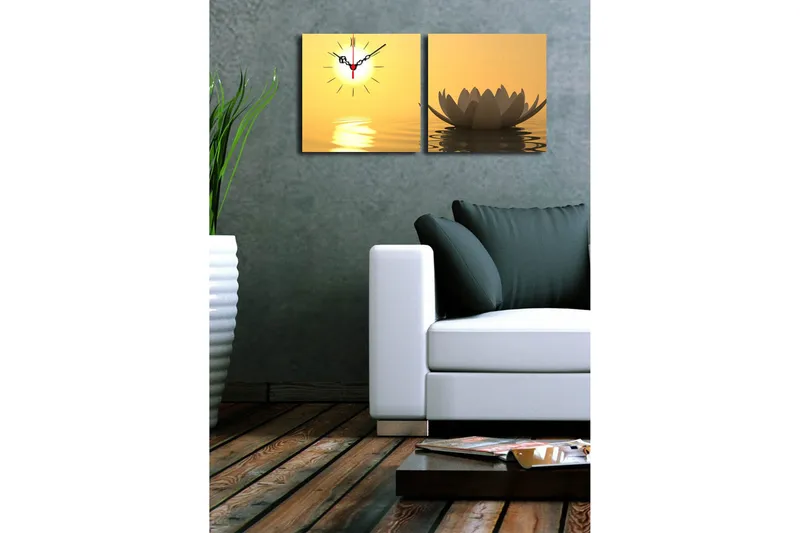 Dekorativ Canvasbilde med Klokke 2 Deler - Flerfarget - Interiør - Veggdekorasjon - Klokker