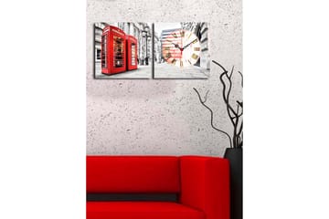 Dekorativ Canvasbilde med Klokke 2 Deler - Flerfarget - Interiør - Veggdekorasjon - Klokker