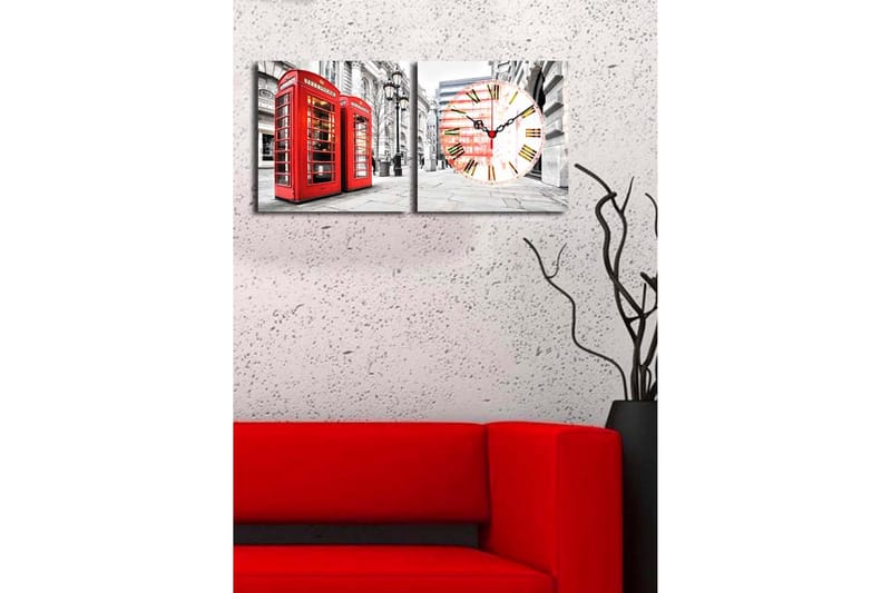 Dekorativ Canvasbilde med Klokke 2 Deler - Flerfarget - Interiør - Veggdekorasjon - Klokker