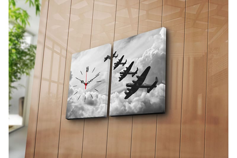 Dekorativ Canvasbilde med Klokke 2 Deler, Flerfarget