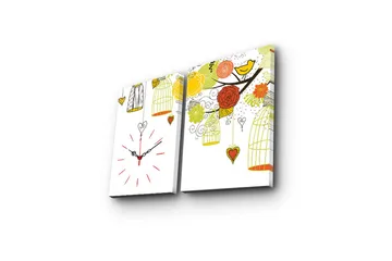 Dekorativ Canvasbilde med Klokke 2 Deler - Flerfarget - Interiør - Veggdekorasjon - Klokker