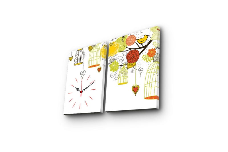 Dekorativ Canvasbilde med Klokke 2 Deler - Flerfarget - Interiør - Veggdekorasjon - Klokker