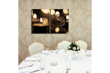 Dekorativ Canvasbilde med Klokke 2 Deler - Flerfarget - Interiør - Veggdekorasjon - Klokker