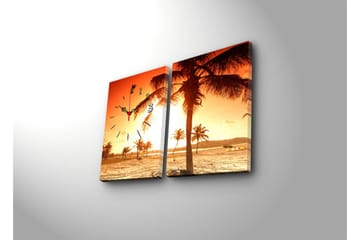 Dekorativ Canvasbilde med Klokke 2 Deler - Flerfarget - Interiør - Veggdekorasjon - Klokker