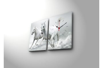 Dekorativ Canvasbilde med Klokke 2 Deler - Flerfarget - Interiør - Veggdekorasjon - Klokker