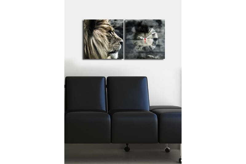 Dekorativ Canvasbilde med Klokke 2 Deler - Flerfarget - Interiør - Veggdekorasjon - Klokker