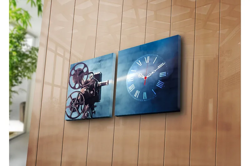 Dekorativ Canvasbilde med Klokke 2 Deler, Flerfarget