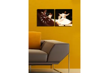 Dekorativ Canvasbilde med Klokke 2 Deler - Flerfarget - Interiør - Veggdekorasjon - Klokker