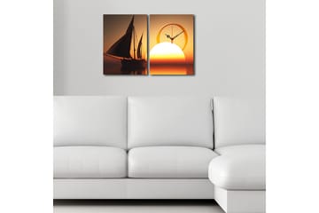 Dekorativ Canvasbilde med Klokke 2 Deler - Flerfarget - Interiør - Veggdekorasjon - Klokker