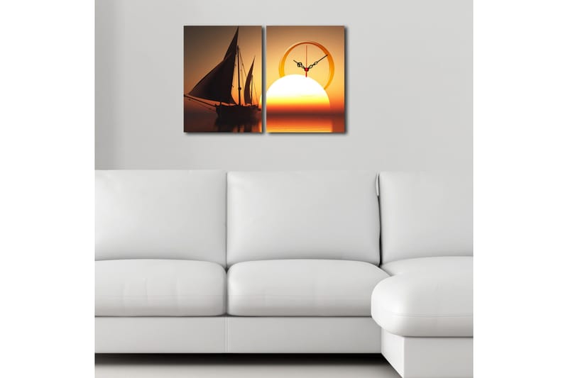 Dekorativ Canvasbilde med Klokke 2 Deler - Flerfarget - Interiør - Veggdekorasjon - Klokker