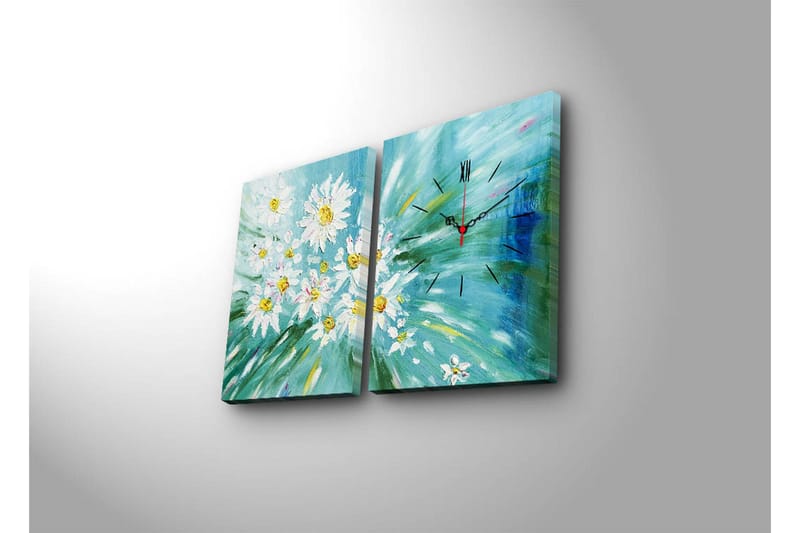 Dekorativ Canvasbilde med Klokke 2 Deler - Flerfarget - Interiør - Veggdekorasjon - Klokker