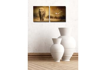 Dekorativ Canvasbilde med Klokke 2 Deler - Flerfarget - Interiør - Veggdekorasjon - Klokker