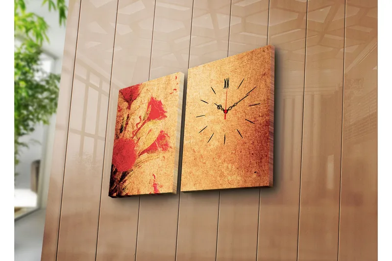 Dekorativ Canvasbilde med Klokke 2 Deler, Flerfarget