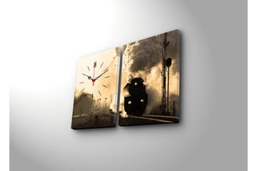 Dekorativ Canvasbilde med Klokke 2 Deler - Flerfarget - Interiør - Veggdekorasjon - Klokker