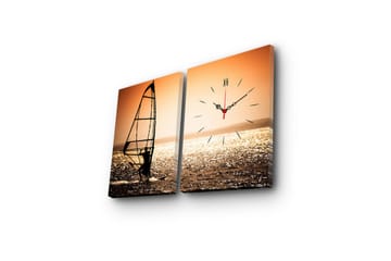 Dekorativ Canvasbilde med Klokke 2 Deler - Flerfarget - Interiør - Veggdekorasjon - Klokker