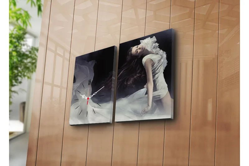 Dekorativ Canvasbilde med Klokke 2 Deler, Flerfarget