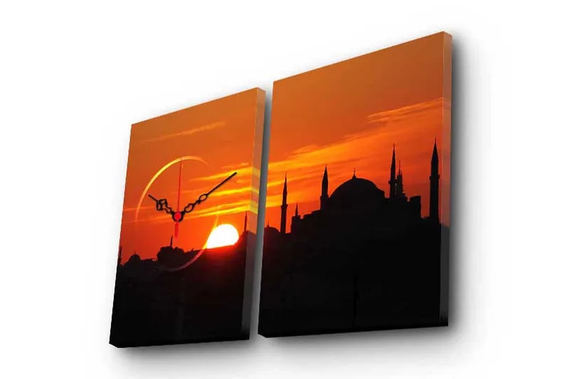 Dekorativ Canvasbilde med Klokke 2 Deler, Flerfarget