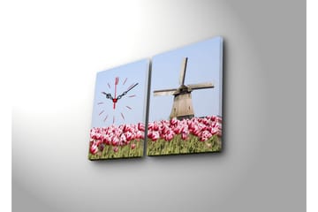 Dekorativ Canvasbilde med Klokke 2 Deler - Flerfarget - Interiør - Veggdekorasjon - Klokker