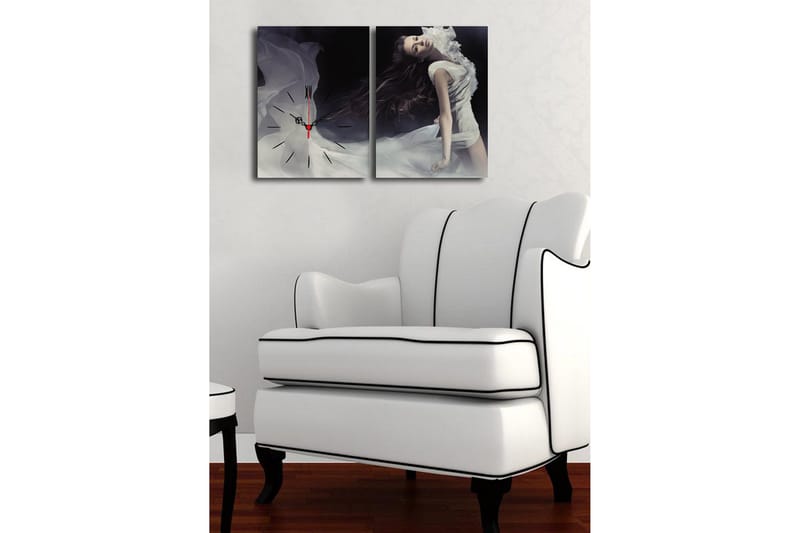 Dekorativ Canvasbilde med Klokke 2 Deler - Flerfarget - Interiør - Veggdekorasjon - Klokker