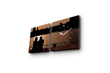 Dekorativ Canvasbilde med Klokke 2 Deler - Flerfarget - Interiør - Veggdekorasjon - Klokker