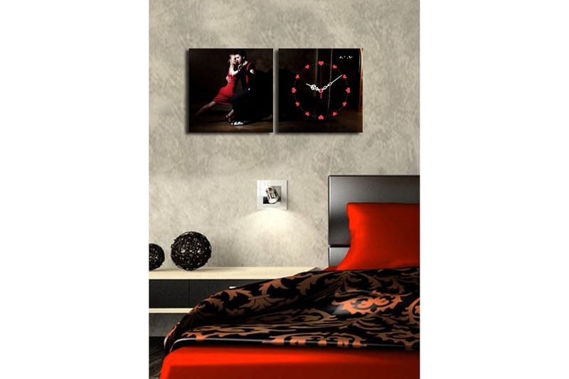 Dekorativ Canvasbilde med Klokke 2 Deler - Flerfarget - Interiør - Veggdekorasjon - Klokker