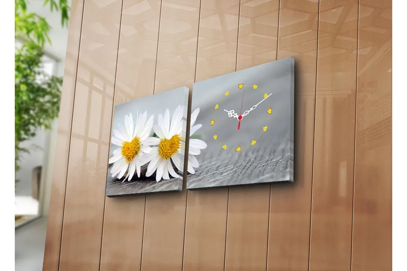 Dekorativ Canvasbilde med Klokke 2 Deler, Flerfarget