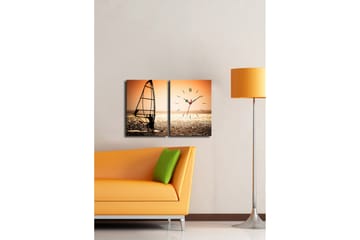 Dekorativ Canvasbilde med Klokke 2 Deler - Flerfarget - Interiør - Veggdekorasjon - Klokker