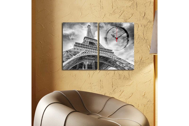 Dekorativ Canvasbilde med Klokke 2 Deler - Flerfarget - Interiør - Veggdekorasjon - Klokker