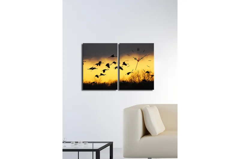 Dekorativ Canvasbilde med Klokke 2 Deler - Flerfarget - Interiør - Veggdekorasjon - Klokker