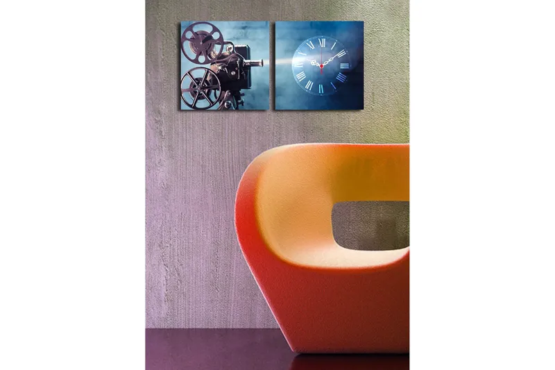 Dekorativ Canvasbilde med Klokke 2 Deler - Flerfarget - Interiør - Veggdekorasjon - Klokker