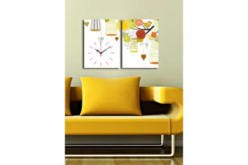 Dekorativ Canvasbilde med Klokke 2 Deler - Flerfarget - Interiør - Veggdekorasjon - Klokker